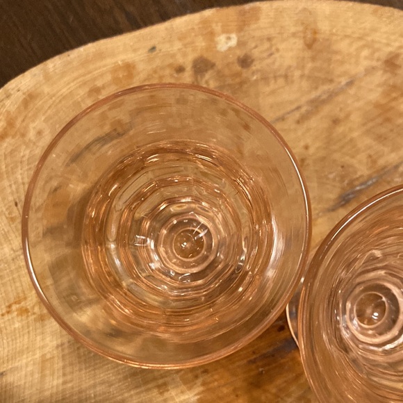 SET PADEN CITY GLASS PARTY LINE CHERIGLO PINK BLOCK OPTIC 3" WINE TUMBLER 1928- - Picture 2 of 7